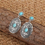 Bohemian Oval Turquoise Dangle Earrings