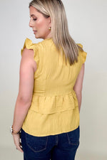 Hayden Button-Down Ruffle Hem Top