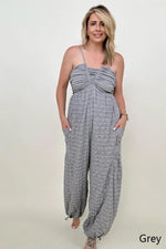 White Birch Sleeveless Halter Tie Back Woven Jumpsuit