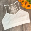 Back Embroidered Lace Bralette- White