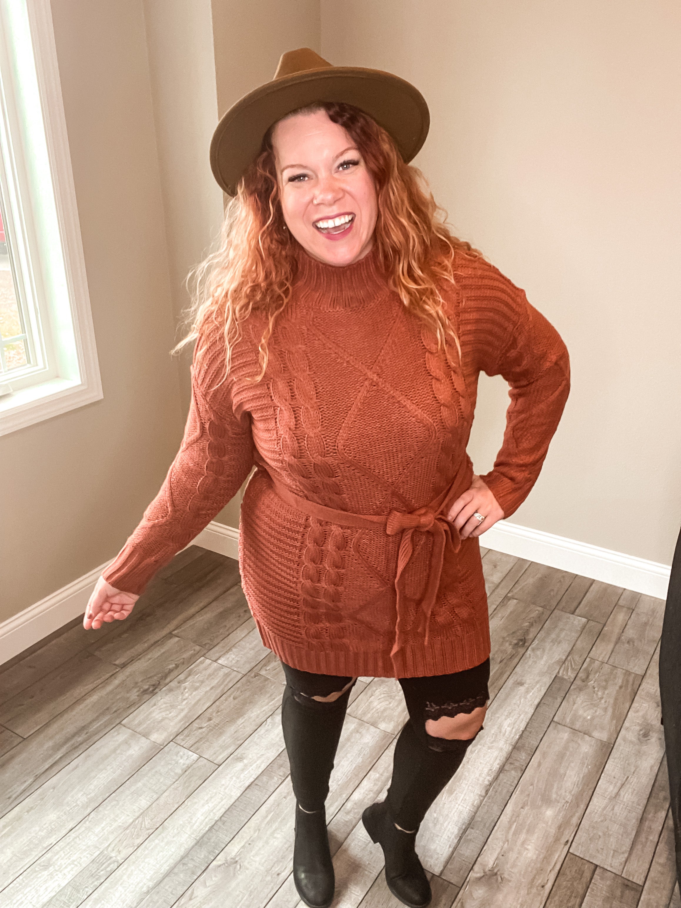 Baby It's Cold Outside- Cable Knit Sweater Dress Spotted Sunflower Boutique Baby It's Cold Outside- Cable Knit Sweater Dress Spotted Sunflower Boutique