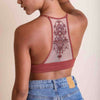 Back Embroidered Lace Bralette- Rust