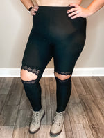 All About That Lace Leggings- Black
