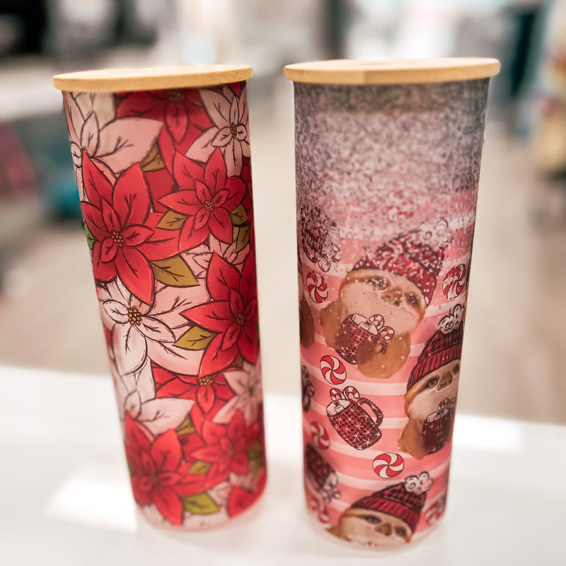 Frosted Glass Tumbler- Holiday