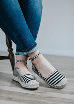 Striped Espadrille Wedge with ankle strap