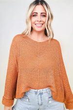 Petal Dew Round Neck Light Knit Sweater